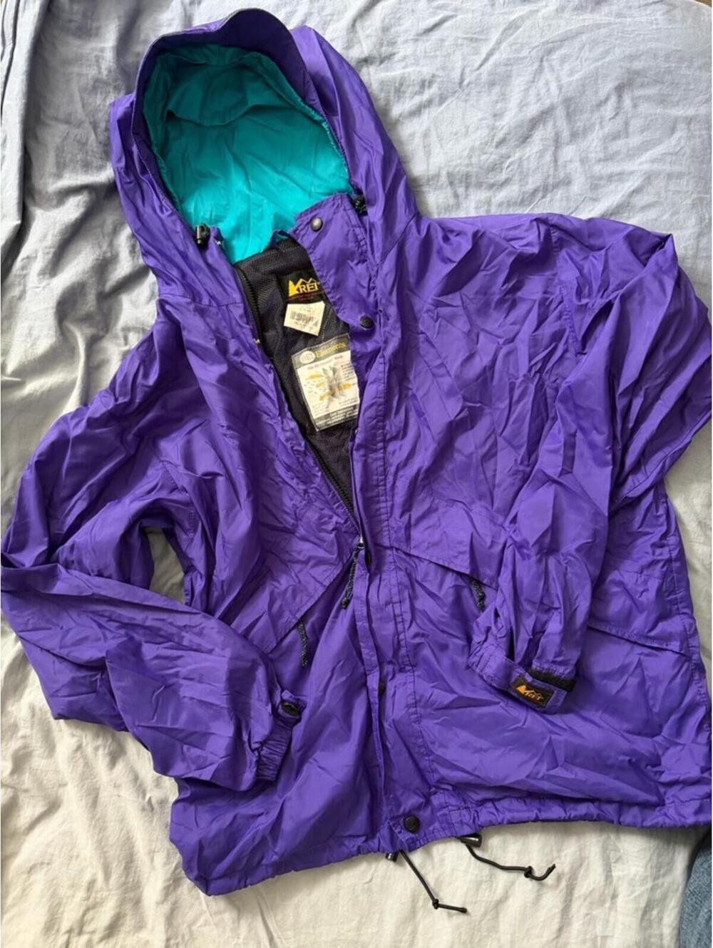 Vtg 90s REI Elements Purple Teal Jacket Shell Windbreaker Gorpcore Unisex XL